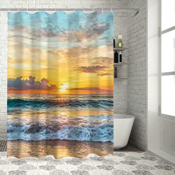 BCIIG Sunset Surfboard Beach Shower Curtain for Bathroom Home Bathtubs Decor with Hooks 60"x72