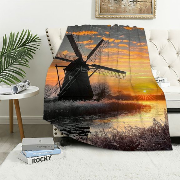 BCIIG Sunset Warm Lightweight Soft Fleece Blanket Throw Blanket for Living Rooms Sofa Decor Cow Gifts All Seasons Flannel Blanket 60x80in
