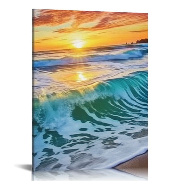 BCIIG Sunset Wave Fine Art Aesthetic Wall Painting for Living Room Bedroom Office Wall Decor, Canvas Art Painting for Home Bathroom Decor Pictures Farmhouse Kitchen, Classroom Theme