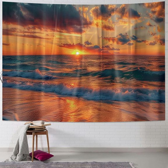 BCIIG Sunset Wave Tapestry Wall Hanging Unique Style Graphic Tapestries Home Wall Decor Art for Living Room Bedroom Apartment Farmhouse Dorm 50x40inch