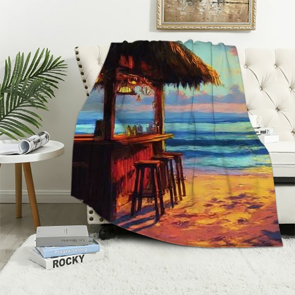 BCIIG Super Soft Flannel Blanket for All Seasons - Tropical Bar Sunset 40x50in
