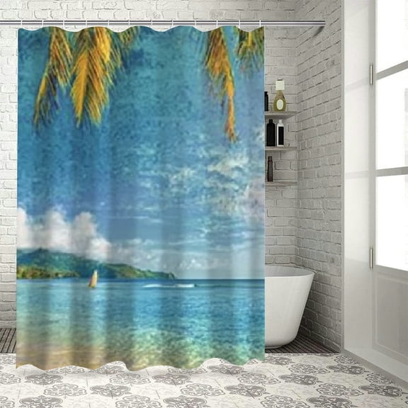 BCIIG Surfboard Shower Curtain Set 100% Polyester with Hooks 60"x72