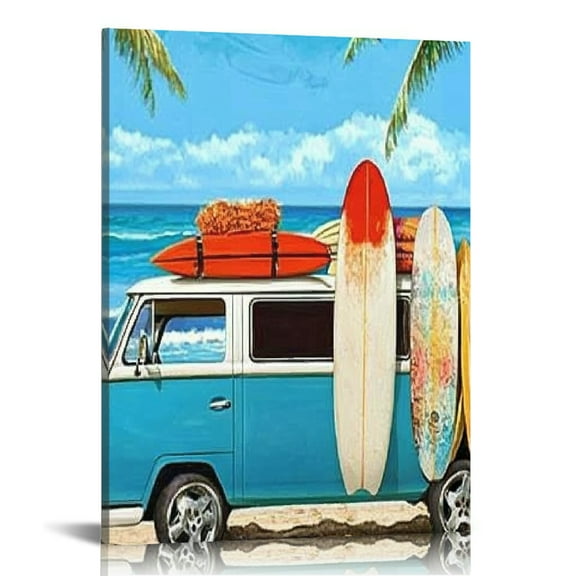 BCIIG Surfboards Beach Van Canvas Wall Art Home Decor 16x20 12x16 in
