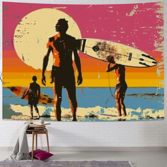 BCIIG Surfing Tapestry Wall Hanging Unique Style Graphic Tapestries Home Wall Decor Art for Living Room Bedroom Apartment Farmhouse Dorm 50x40inch