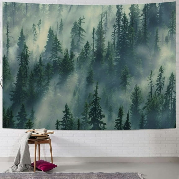 BCIIG Tall Trees Fog Smoke Tapestry Wall Hanging Unique Style Graphic Tapestries Home Wall Decor Art for Living Room Bedroom Apartment Farmhouse Dorm 40x30inch