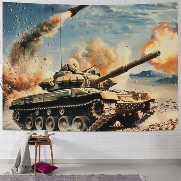 BCIIG Tank Rocket War Tapestry Wall Hanging Unique Style for Home Decor Art - Living Room Bedroom Apartment Farmhouse Dorm, 4 Sizes Available 60x50inch