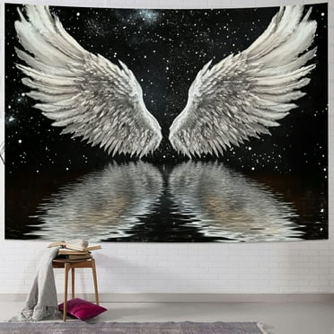 BCIIG Tapestry Wall Hanging, Aesthetic Trippy Boho Psychedelic Funny Hippie Wall Tapestry Angel Wings Art Decor for Bedroom Living Room College Dorm 40x30inch