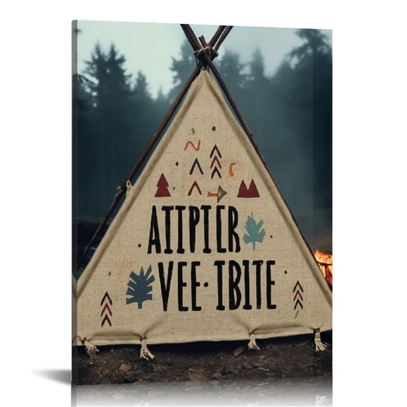 BCIIG Teepee Tent Camp Fine Art Aesthetic Poster Print Wall Painting for Living Room Bedroom Home Office Wall Decor Canvas Art Print 16x20 in