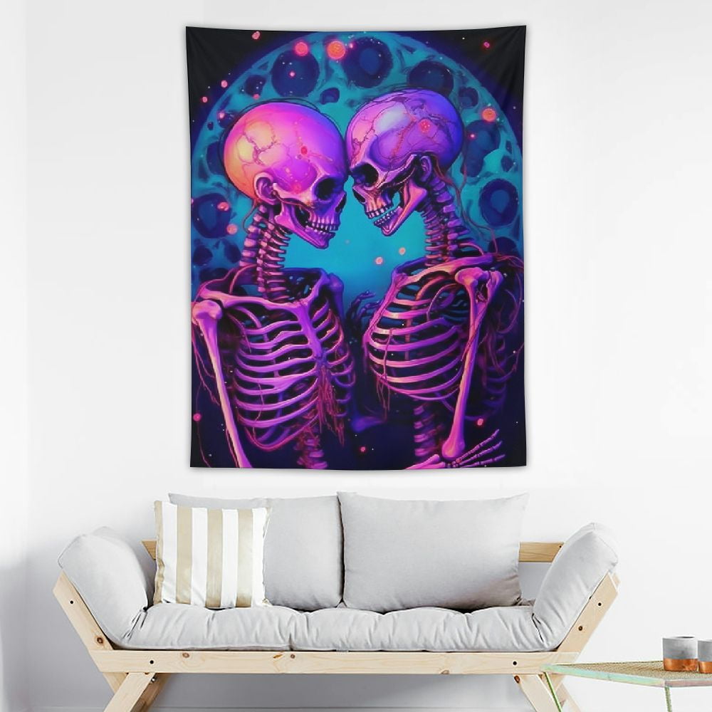 Skeletons Kissing Tapestry
