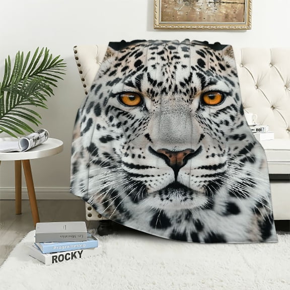 BCIIG Throw Blanket  Flannel Plush Blanket for Bed Couch Sofa Chair Aesthetic Cute Soft Warm for Girls Women Leopard Cheetah Cow Tiger-White Cheetah 40x50in