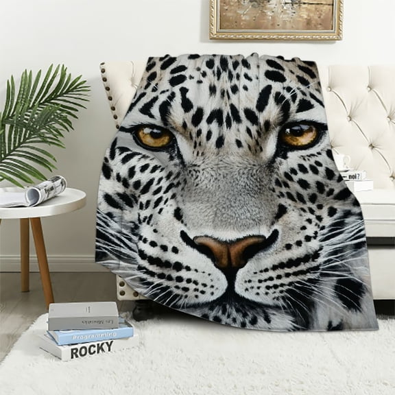 BCIIG Throw Blanket Flannel Plush Blanket for Bed Couch Sofa Chair Aesthetic Cute Soft Warm for Girls Women Leopard Cheetah Cow Tiger-White Cheetah 50x60in