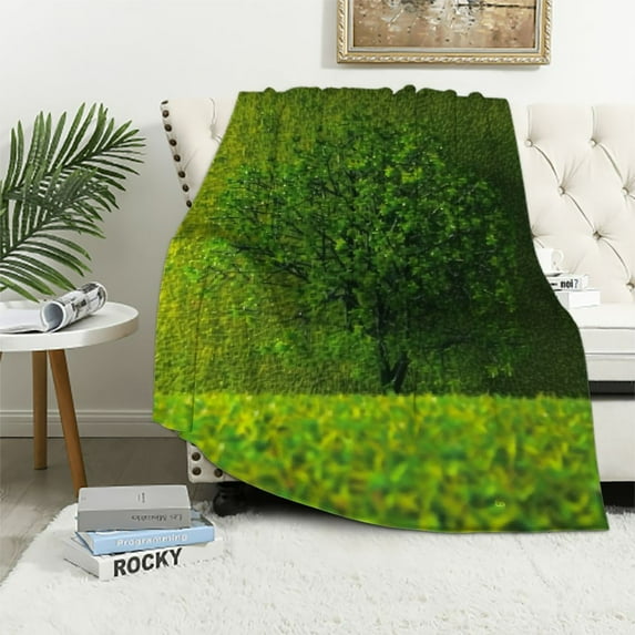 BCIIG Throw Blanket ,Grass Tunnel Green Flannel Soft Cozy Fluffy Throw Blankets and Warm Throws for Adults in Couch Sofa Bed 50x60in