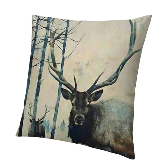 BCIIG Throw Pillow Cover Nordic Simple Watercolor Painting Elk Deer Forest Animals Square Decorative Throw Pillow Cushion Case for Home Couch Living Room Bed Sofa Car   Pillowcase 12x12in