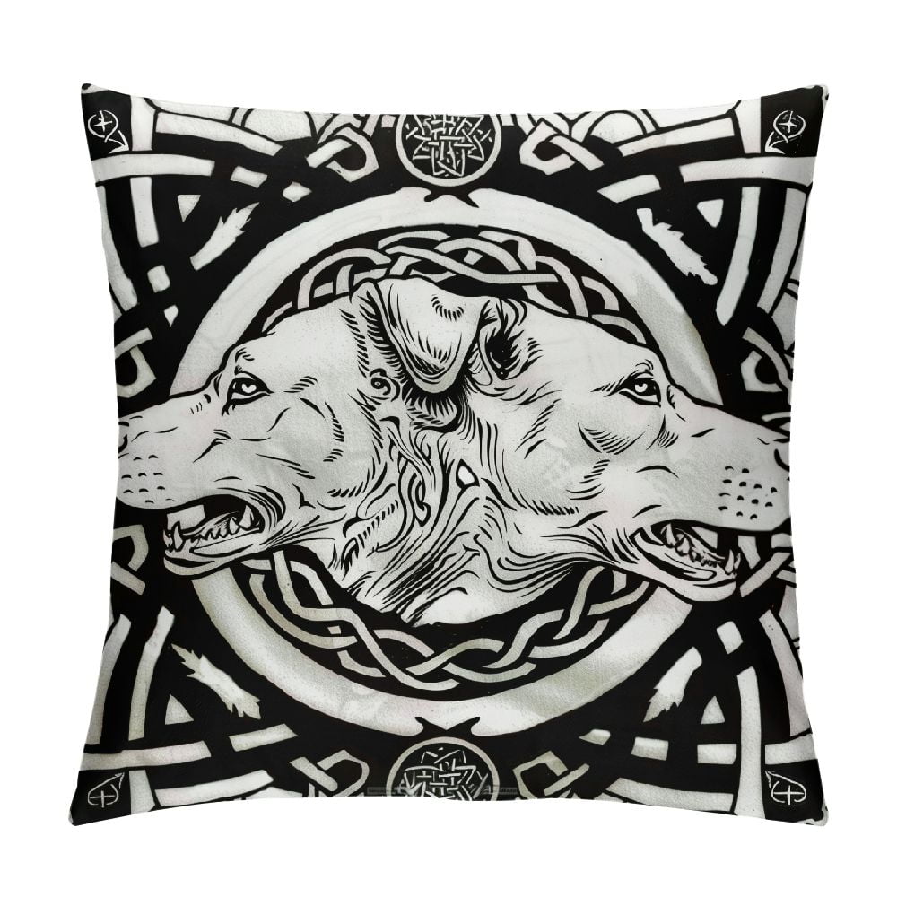 BCIIG Throw Pillow Cover Viking Two Wolves from Norse Mythology Hati