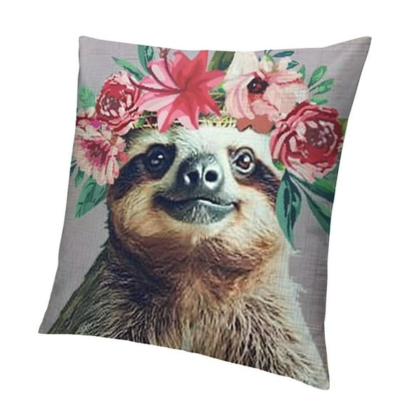 BCIIG Throw Pillow Cover Watercolor Cartoon Sloth Tropical Animal Pillow Case DecorativeOutdoor Cushion Couch Sofa Pillowcases 20x20in