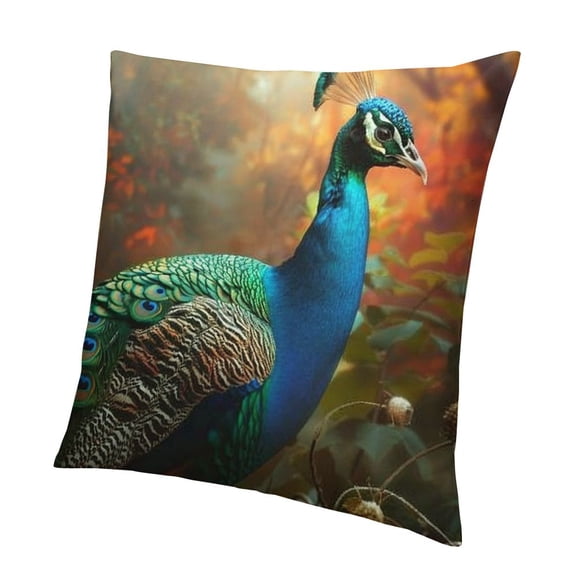 BCIIG Throw Pillow Covers Colorful Peacock Pillow Cases Double Sided Couch Pillow Covers Decorative Throw Pillow Cover for Living Room Christmas Cushion Case for Sofa Couch Bed   12x12in