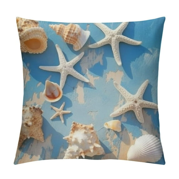 BCIIG Throw Pillow Covers Shell Starfish Pattern Pillow Covers Soft Cushion Cases Square Pillow Case Modern Double-Sided Designs Pillowcase for Home Couch Car 18x18in