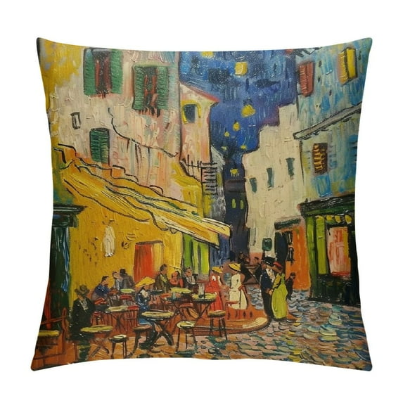 BCIIG Throw Pillow Covers Van Gogh Cafe Terrace at Night Painting Square Pillowcase for Home Decor Sofa Car Bedroom Pillow case 18x18inch