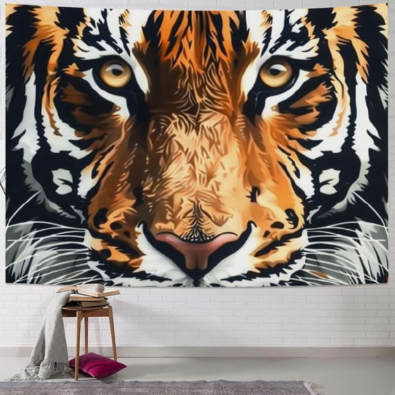 BCIIG Tiger Face Eyes Tapestry Wall Hanging Unique Style Graphic Tapestries Home Wall Decor Art for Living Room Bedroom Apartment Farmhouse Dorm 50x40inch