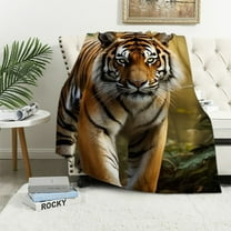 BCIIG Tiger All Season Bed Blanket Wildlife Flannel Fleece Throw Blanket for Sofa Couch Wild Animal Fuzzy Blanket Room Decor Safari Cat Print Plush Blanket 40x50in