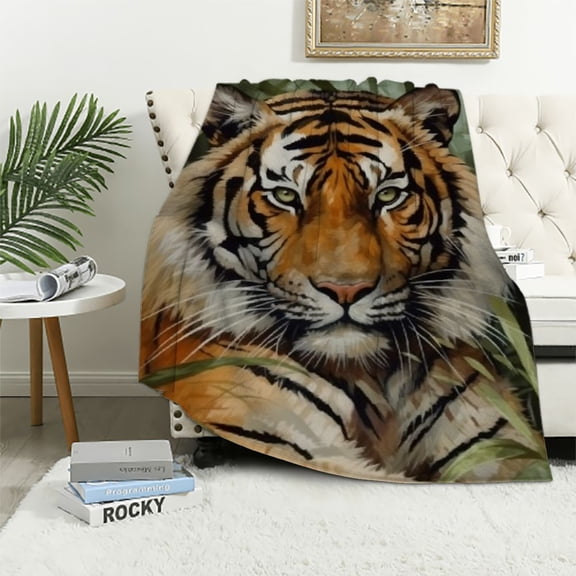 BCIIG Tiger Throw Blanket, Soft, Cozy, Lightweight Flannel - Tigers in The Jungle - Perfect for Couch, Bed, Travel - Fuzzy, Fluffy Home Decor for Indoor and Outdoor Use 50x60in