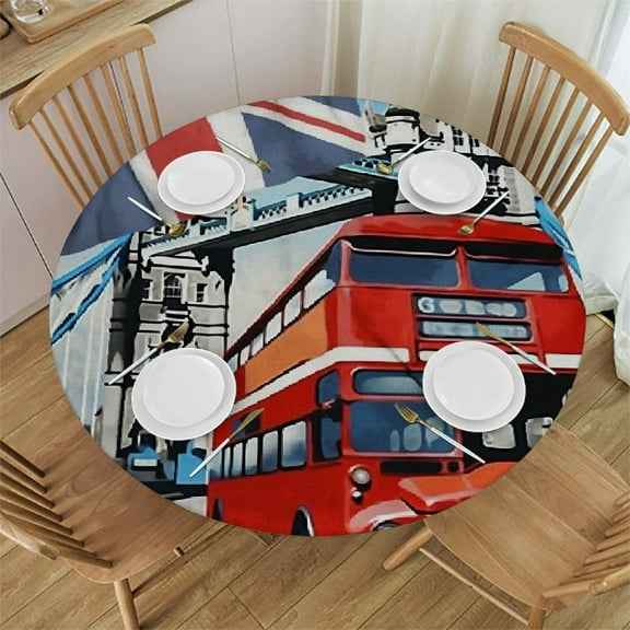 BCIIG Tower Bridge Round Tablecloth Stain Resistant and Washable; Perfect for Indoor, Outdoor, Kitchen, Dining, Wedding, Parties; 100% Polyester Table Cover Tablecloths 38"-42