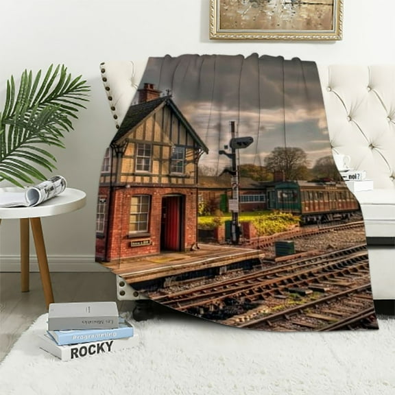 BCIIG Train Station Warm Lightweight Blanket Soft Fleece Blankets All Seasons Super Soft Blanket Cow Gifts - Throw Blanket for Living Rooms Sofa Decor 50x60in