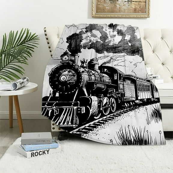 BCIIG Train Track Smoke Warm Lightweight Blanket Soft Fleece Throw Blanket Living Room Sofa Decor Cow Gifts All Seasons Plush Blanket 40x50in