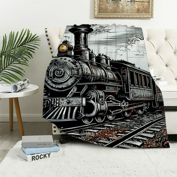 BCIIG Train Tracks Warm Lightweight Blanket Soft Fleece Blankets All Seasons for Bed Couch Sofa Office Decor Cow Gifts 40x50in