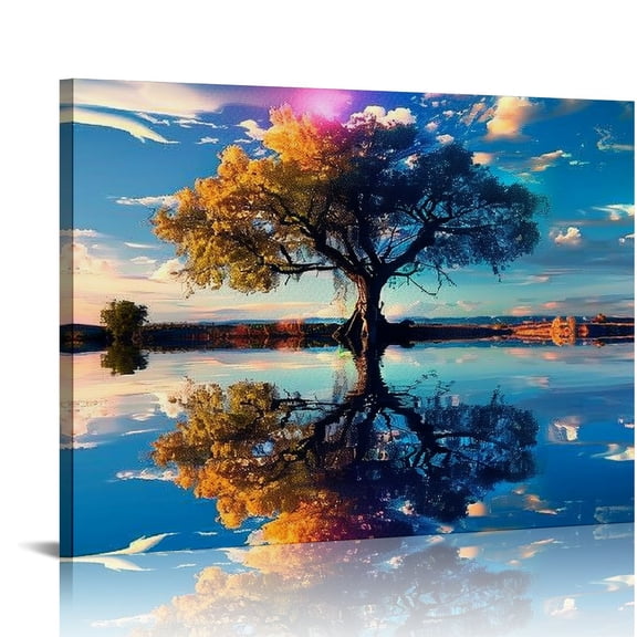 BCIIG Tree Decor Wall Art Tree Of Life Wall Decor Tree Landscape Nature Scenery Pictures for Wall Tree Canvas Print Painting Artwork for Bathroom Bedroom Living Room 20x16in