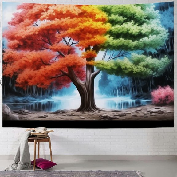 BCIIG Tree Leaves River Tapestry Wall Hanging Unique Style Graphic Tapestries Home Wall Decor Art for Living Room Bedroom Apartment Farmhouse Dorm 40x60inch
