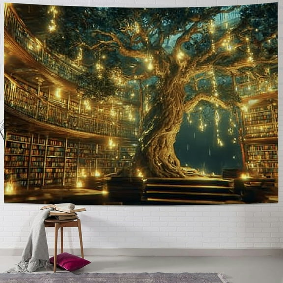 BCIIG Tree Library Magical Tapestry Wall Hanging Unique Style Home Decor 40x60inch