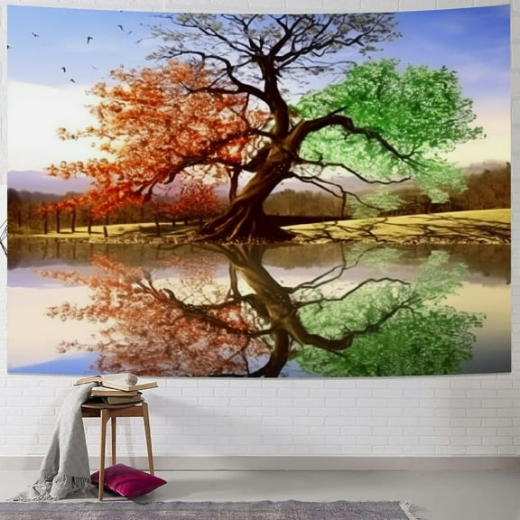 BCIIG Tree of Life Tapestry Colorful Forest Nature Landscape Tapestry Hippie Bohemian Tree Tapestry Psychedelic Wall Tapestry for Bedroom, Living Room Decoration