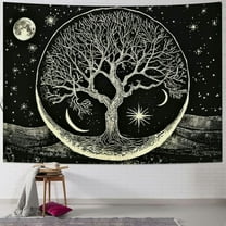 BCIIG  Tree of Life Tapestry Wall Hanging Black and White Tapestries for Bedroom Sun and Moon Stars Galaxy Space Tapestry Aesthetic Decor for Dorm Bedroom Living Room