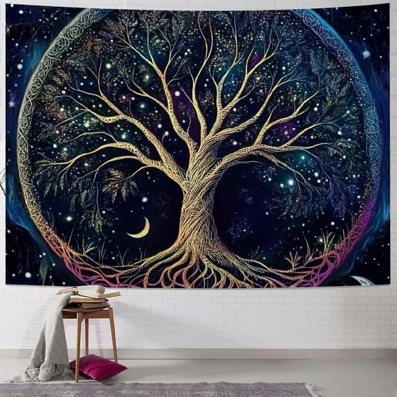 BCIIG Tree of Life Tapestry Wall Hanging Colorful Life Tree Tapestries Aesthetic Sun and Moon Galaxy Wall Tapestry for Bedroom Living Room Dorm  40x60inch