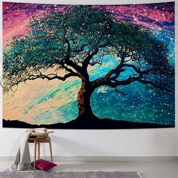 BCIIG Tree Sky Space Tapestry Wall Hanging Unique Style Graphic Tapestries for Home Wall Decor Living Room Bedroom Dorm Farmhouse 40x30inch