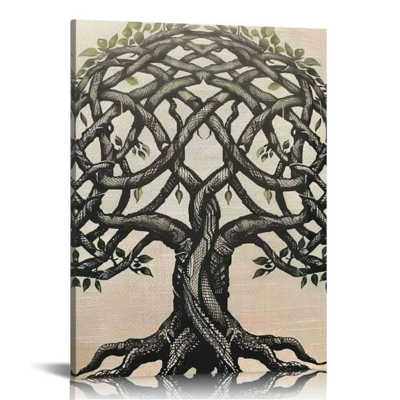 BCIIG Tree of Life Knot Roots Fine Art Aesthetic Poster & Print Wall Painting for Home Decor - Canvas Living Room Bedroom Office Wall Art 12x16 in