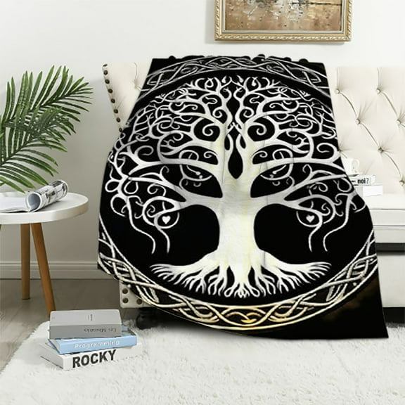 BCIIG Tree of Life Warm Lightweight Blanket Soft Fleece Blankets Throw Blanket for Living Rooms Sofa Decor Cow Gifts All Seasons 40x50in
