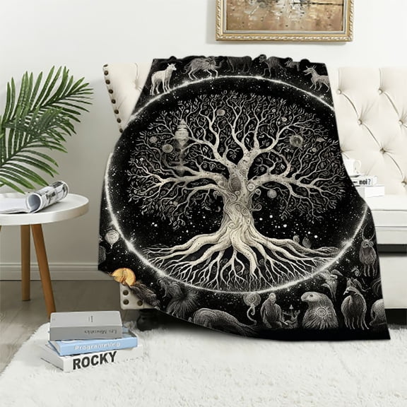 BCIIG Tree of Life Warm Lightweight Blanket Soft Fleece Throw Blanket All Seasons Gift for Living Room Sofa Decor 50x60in