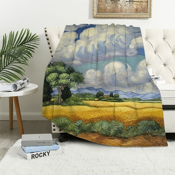 BCIIG Trees Clouds Warm Lightweight Blanket Soft Fleece Throw Living Room Sofa Decor Cow Gifts All Seasons Flannel Material Blanket 60x80in