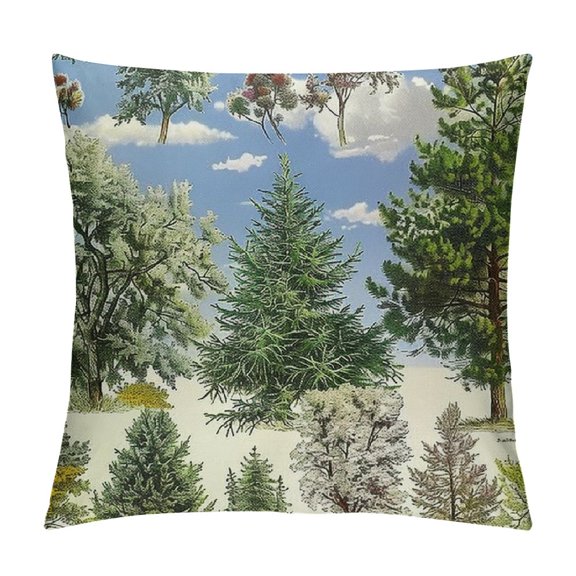 BCIIG Trees Grass Sky Graphic Decorative Throw Pillow Cover for Home Couch Living Room Bed Sofa - Short Plush Material - 1PC 12x12in