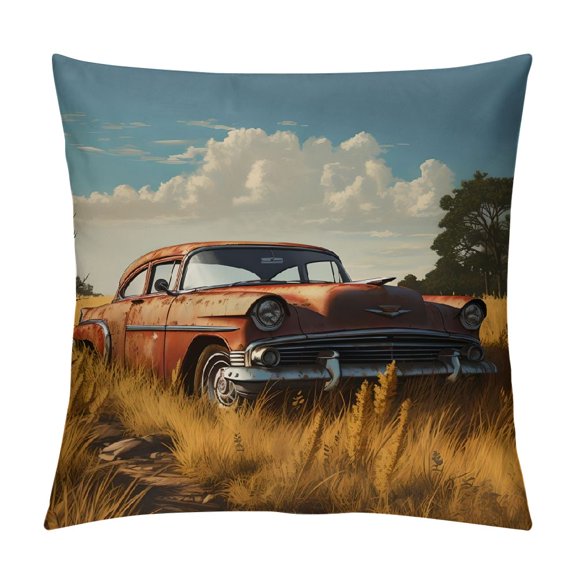 BCIIG Trees Grass Sky Graphic Decorative Throw Pillow Cover for Home Couch Living Room Sofa - 1PC Pillowcase 18x18in