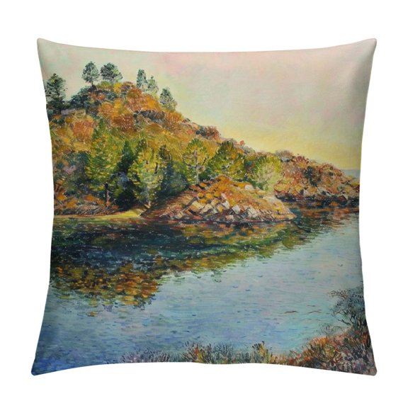 BCIIG Trees Hill Graphic Decorative Cushion Throw Pillow Cover for Home Couch Living Room Bed Sofa - Durable Material, Multipurpose Use, Exquisite Craft - 1PC 20x20in