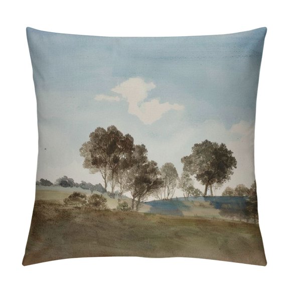 BCIIG Trees Hill Sky Graphic Decorative Cushion Throw Pillow Cover for Home Sofa Living Room Bed - High-Quality, All-Season, 1PC 22x22in