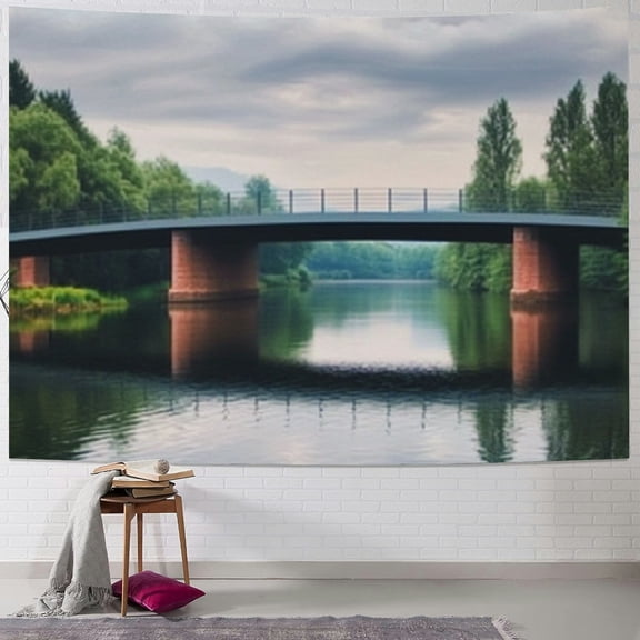 BCIIG Trees River Bridge Tapestry Wall Hanging Unique Style for Home Wall Decor Art Living Room Bedroom Apartment Farmhouse Dorm 40x60inch