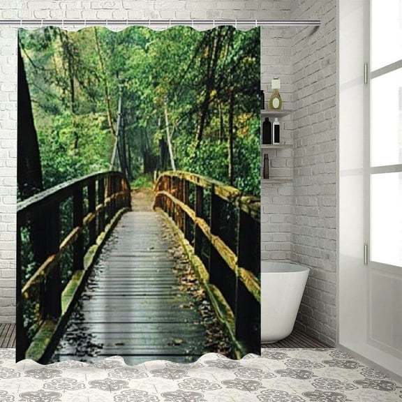 BCIIG Trees Shower Curtain 100% Polyester Bathroom Decoration With Hooks 36"x72