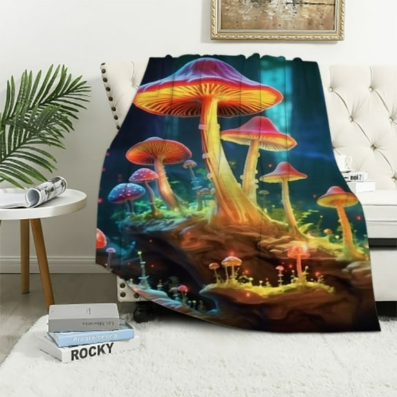 BCIIG Trippy Mushroom Blanket Gifts Weed Flannel Throw Blankets for Home Decor Couch Bed Sofa Soft Fuzzy Lightweight for All Season 40x50in