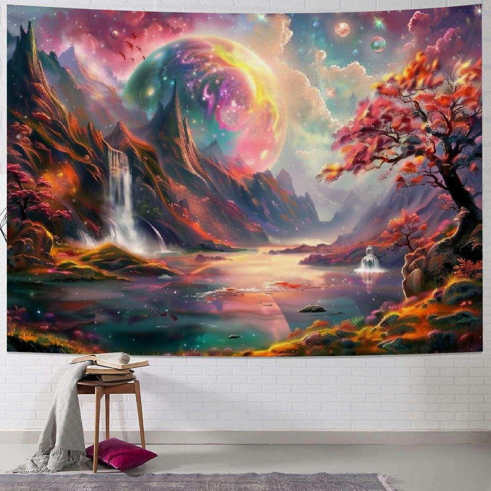 BCIIG Trippy Planet Tapestry Galaxy Space Tapestry Fantasy Forest ...