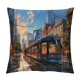BCIIG Trolley Car Tall Buildings Precisionism Graphic Decorative Throw