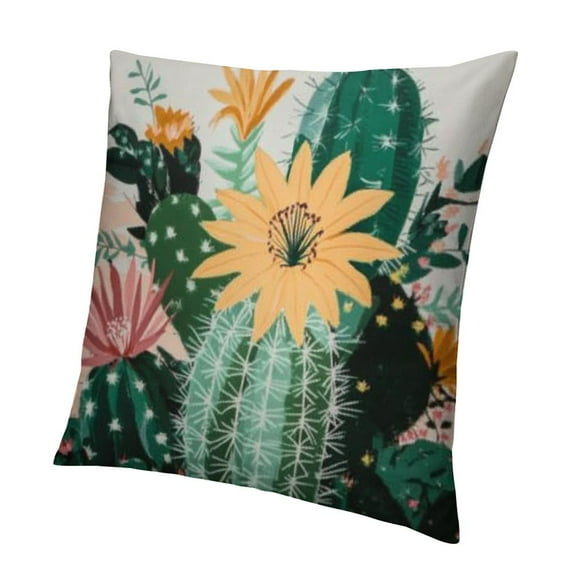 BCIIG Tropical Plants Cactus Decorative Throw Pillow Covers Square Flower Leaf Farmhouse Decor Succulent Cactus Cushion Pillow Case for Home Sofa Bed Car Chair Living Room 24x24in